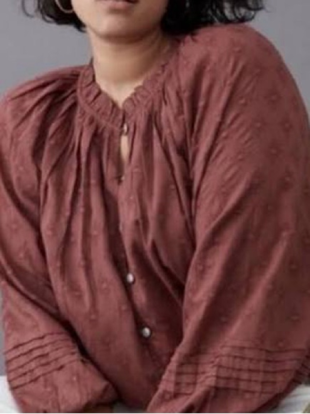 Anthropologie Cleobella Antonia Blouse Size M Brown/Burgundy - Picture 13 of 14